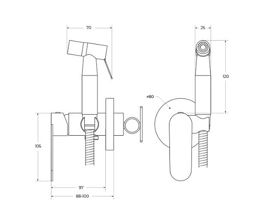 Гигиенический душ со смесителем Cezares Stylus STYLUS-DIF-BORO брашированное золото